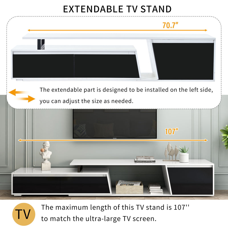 Minimalist Rectangle Extendable TV Cabinet With 2 Drawers And 1 Cabinet