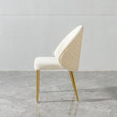 2 Pieces Contemporary Stainless Steel Dining Chair With Upholstery And Leather Backrest - Gold