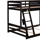 Twin over Full Bunk Bed with Twin Size Loft Bed with Desk and Slide,Full-Length Guardrail, Espresso