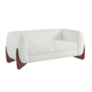 Contemporary Boucle Sherpa Sofa With Birch Wood Legs