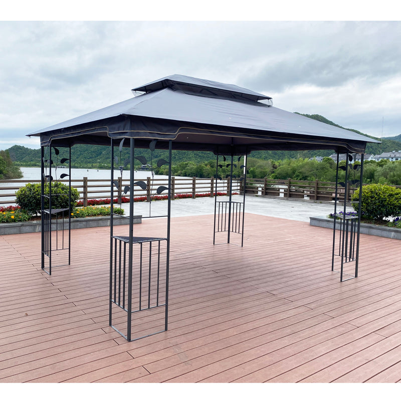 Outdoor Patio Gazebo Canopy Tent With Ventilated Double Roof And Mosquito Net (Detachable Mesh Screen On All Sides), Suitable For Lawn, Garden, Backyard And Deck - Gray