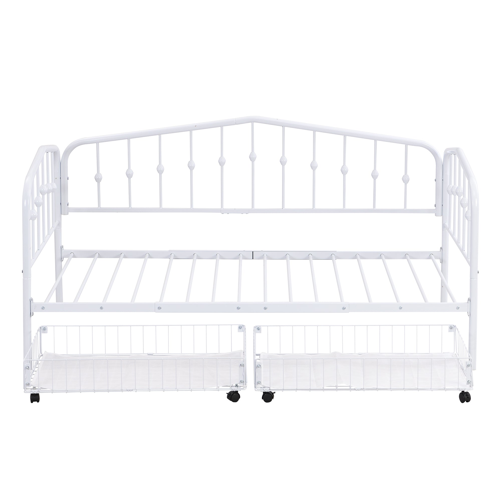 Twin Size Stylish Metal Daybed with 2 Drawers, White