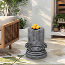 Outdoor End Table, Round Side Table For Patio And Garden - Antique Grey