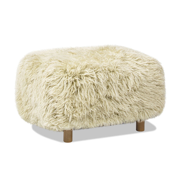 Enchante - New Zealand Sheepskin Rectangular Accent Ottoman - Taupe / Natural