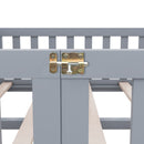 Full Size Bed Floor Bed with Safety Guardrails and Door for Kids, Gray