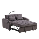 Modern Velvet Loveseat Futon Sofa With Pullout Bed, Adjustable Reclining Backrest, Toss Pillows
