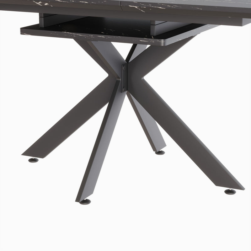 Extendable Dining Table Set With Curved Backrest Upholstered Chairs