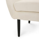 Style Velvet Arm Chair With Wingback And Flared Arms - Ivory