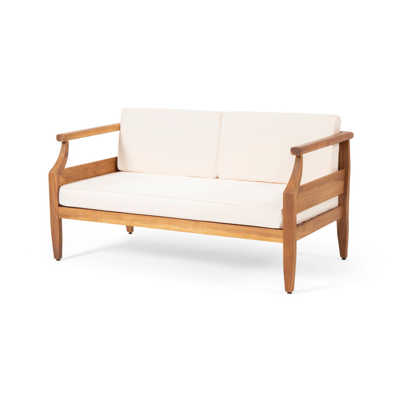 Aston - 2 Piece Wood Outdoor Patio Conversation Seating Set With Cushions