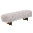 Long Haired Faux Wool Bench - Brown / Beige