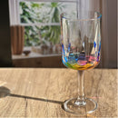 Leadingware Rainbow Diamond Plastic Wine Glasses (Set of 4), Unbreakable Bpa Free Acrylic, 16Oz - Clear