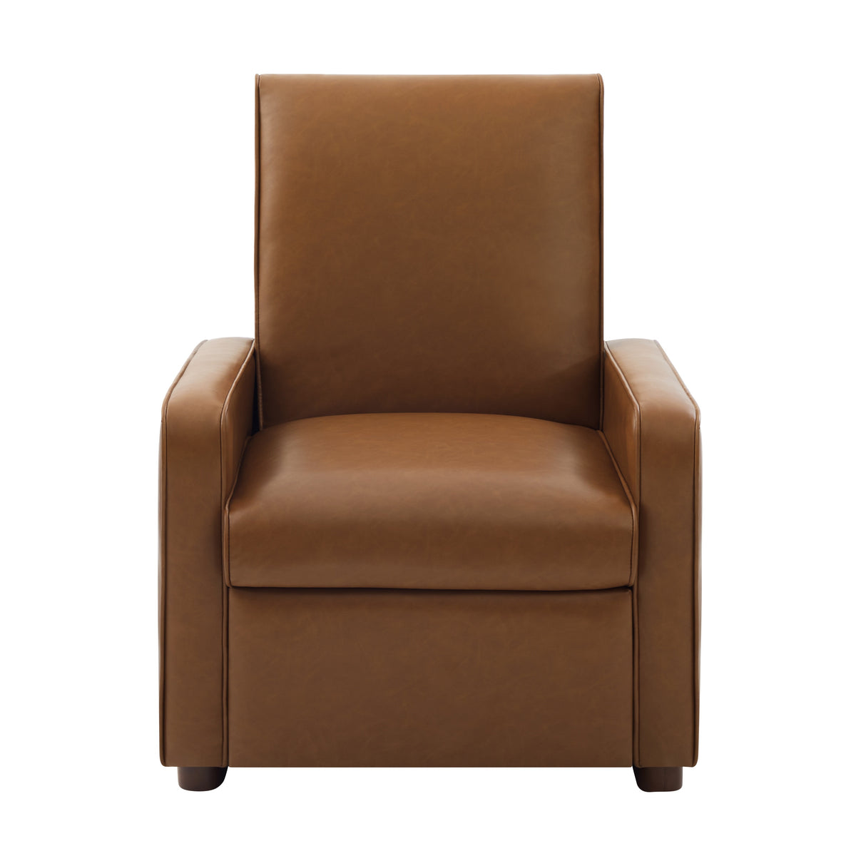 Modern Manual Recliner Chair Upholstered 2-Position Recliner with 160° Adjustable Backrest & Walnut Rubber Wood Legs for Living Room, Bedroom and Home Theater, Orange