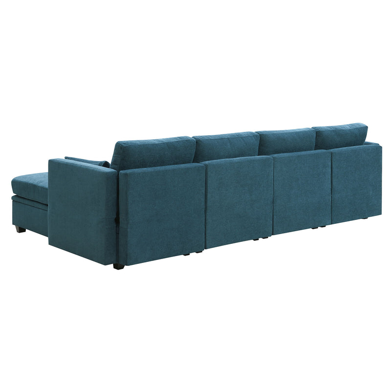 Chenille Modular Sectional Sofa, U Shaped Couch With Adjustable Armrests And Backrests, 6 Seat Reversible Sofa Bed With Storage Seats For Living Room, Apartment