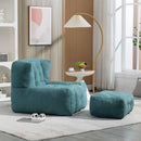Modern Indoor Fluffy Bean Bag Chair With Memory Foam And Ottoman, Super Soft