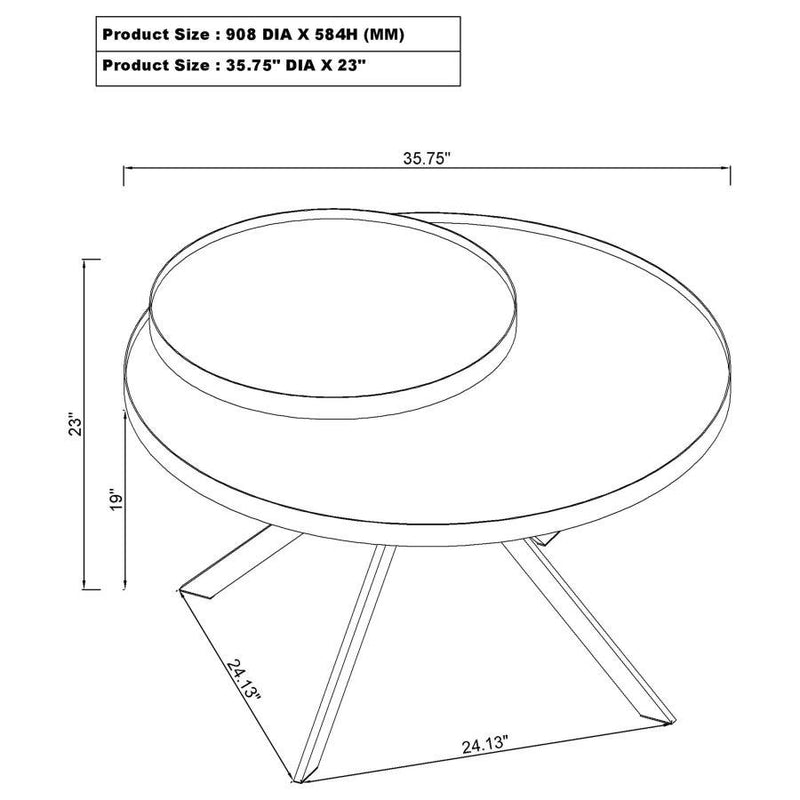 Briggs - Round Marble Printed Glass Top Coffee Table