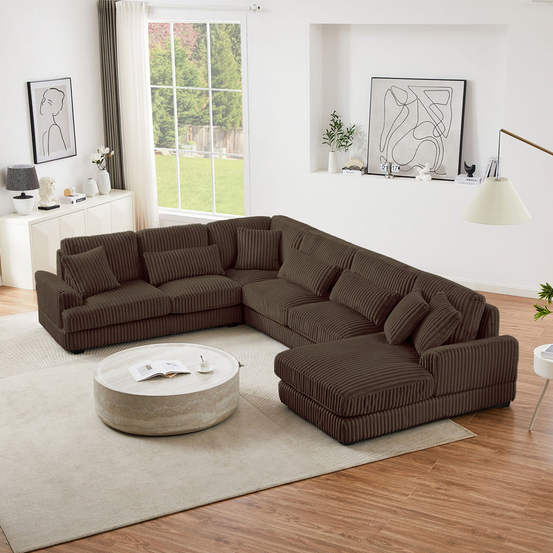 Oversized Sectional Sofa U - Shaped Sofa Couch Modern Sofa Upholstered In Soft Corduroy With A Chaise Lounge For Living Room