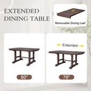 6 Piece Extendable Dining Table Set, Wood Table With Removable Leaf, 4 Upholstered Chairs And Bench - Cherry