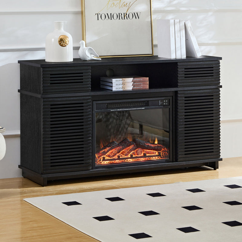 Modern Cabinet With Adjustable Shelves And Remote Controlled Fireplace