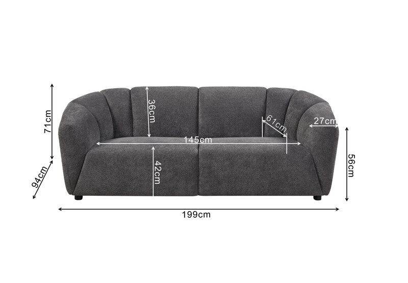 Living Room Sofa 3 Seater With Luxury Boucle