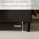 Queen size Adjustable Headboard with Fine Linen Upholstery and Button Tufting for Bedroom,  Wave Top  Dark Grey