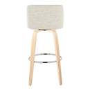 Toriano - Contemporary, Fixed Height Barstool Swivel & Round Footrest (Set of 2)