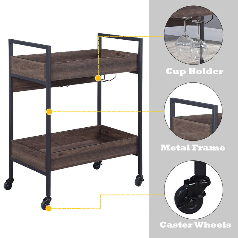 Jerrick - Kitchen Island - Walnut & Black Finish - Atlantic Fine Furniture Inc