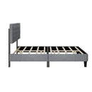 Queen size Panel Bed Frame with Adjustable Button-Tufted Headboard for Bedroom/Linen Upholstered/Wood Slat Support/Easy Assembly,Light Grey