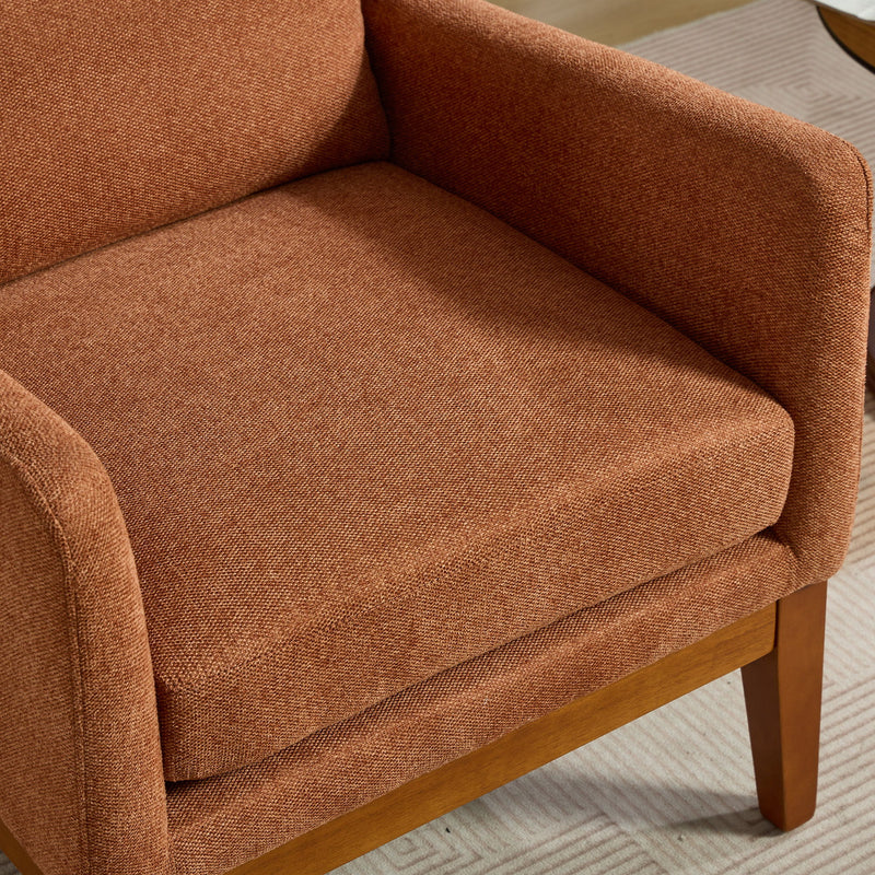 Wide Modern Accent Chair With Wood Legs For Living Room