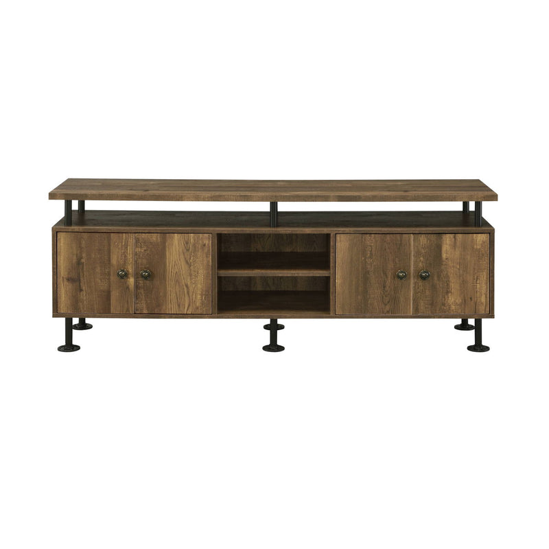 Ensata II - TV Stand - Rustic Oak / Black