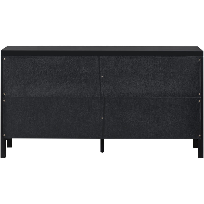 Large Storage Space Sideboard With Artificial Rattan Door And Metal Handles For Living Room And Entryway - Black