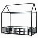 Metal House Bed With Fence And Door