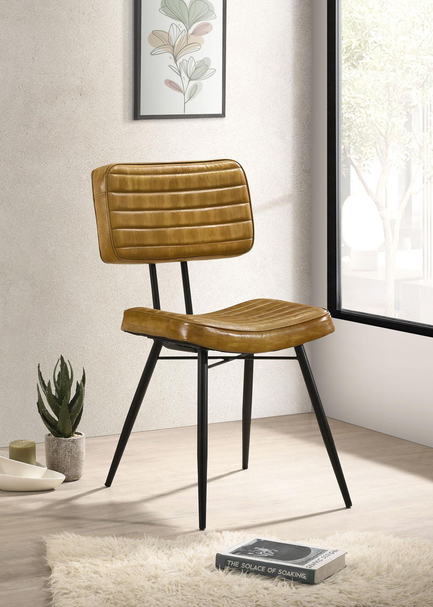 Misty Leather Upholstered Dining Side Chair Camel (Set of 2) - Atlantic Fine Furniture Melbourne FL