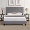 Modern Upholstered Platform Bed Frame With Button Tufted Linen Headboard And Wood Slat Support