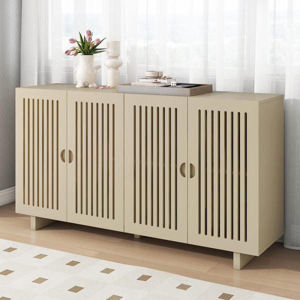 Modern Style Sideboard With Superior Storage Space, Hollow Door Design And 2 Adjustable Shelves For Living Room And Dining Room