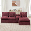 Cloud Sectional Sofa With Double Layer Cushion And Side Pockets, Free-Combined