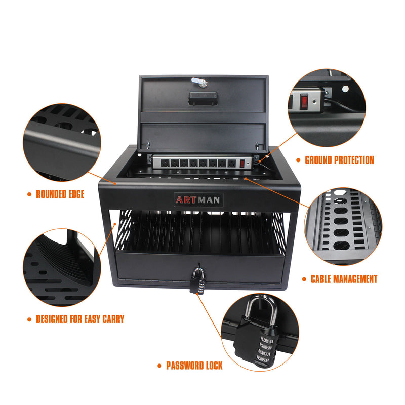 16 Bay Charging Cabinet For Laptop book, Locking Charging Station