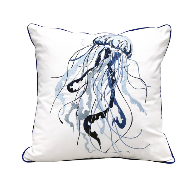 Blue Jellyfish Indoor/Outdoor Throw Pillow