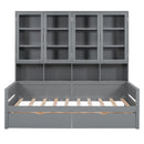 Daybed With Glass Door Storage Cabinets, Built In LED Lighting And Shelves