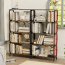 5 Tier Industrial Bookshelf, Tall Bookcase With Open Design, Vintage Storage Organizer
