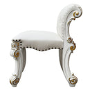 Vendome - Vanity Stool - Beige Synthetic Leather & Antique Pearl