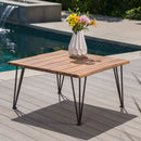 Outdoor Coffee Table With Slat Top And Metal Legs - Teak