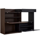 Modern Extendable & Rotating Cabinet With Drawer And Flip Doors For Versatile Storage - Black / Dark Walnut