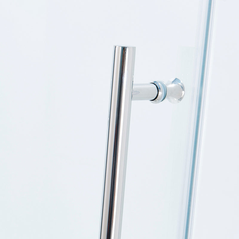 Semi-Frame Single Sliding Shower Door, 304 Stainless Steel, 5 / 16" (8Mm) Thick Sgcc Tempered Clear Glass