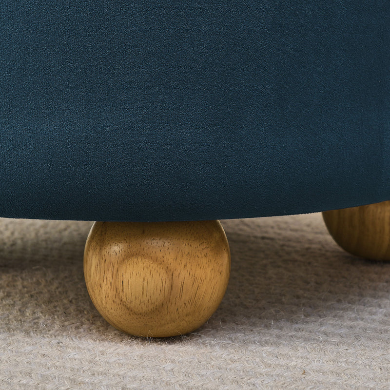 Modern Round Linen Storage Ottoman With Table Top Lid And Storage Space