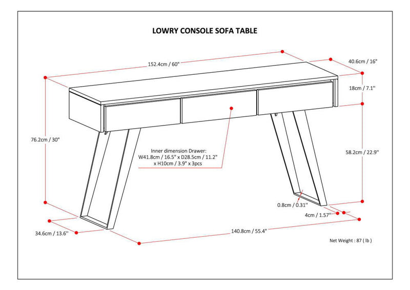 Lowry - Console Sofa Table Handcrafted