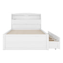 LED Platform Bed With Trundle With Storage Headboard With Drawers