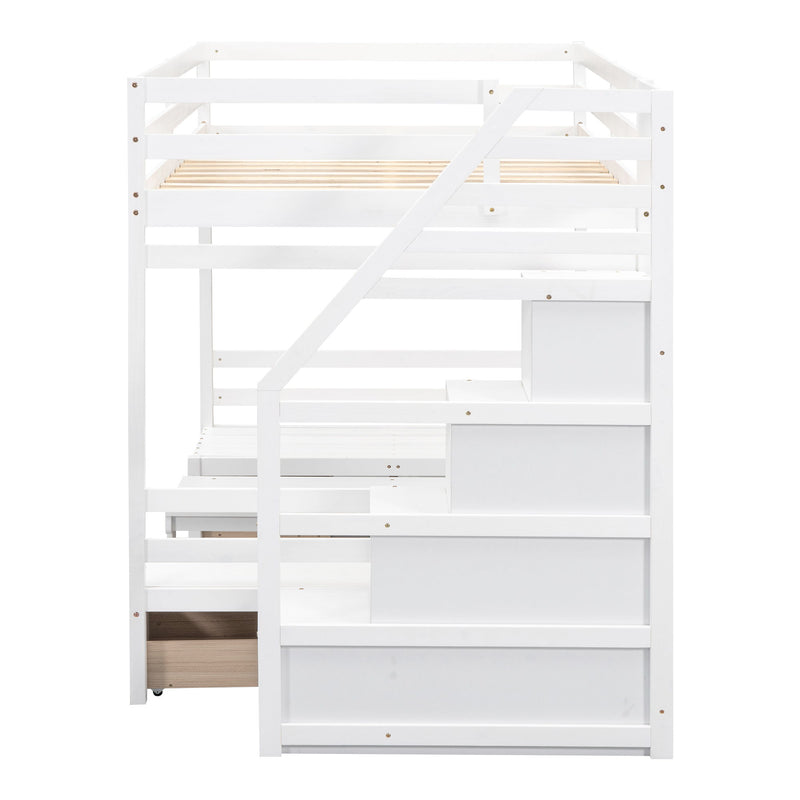 Bunk With Staircase, The Down Bed Can Be Convertible To Seats And Table Set