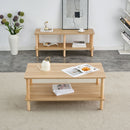 Modern 2 Tier Coffee Table With Open Storage Shelf For Living Room