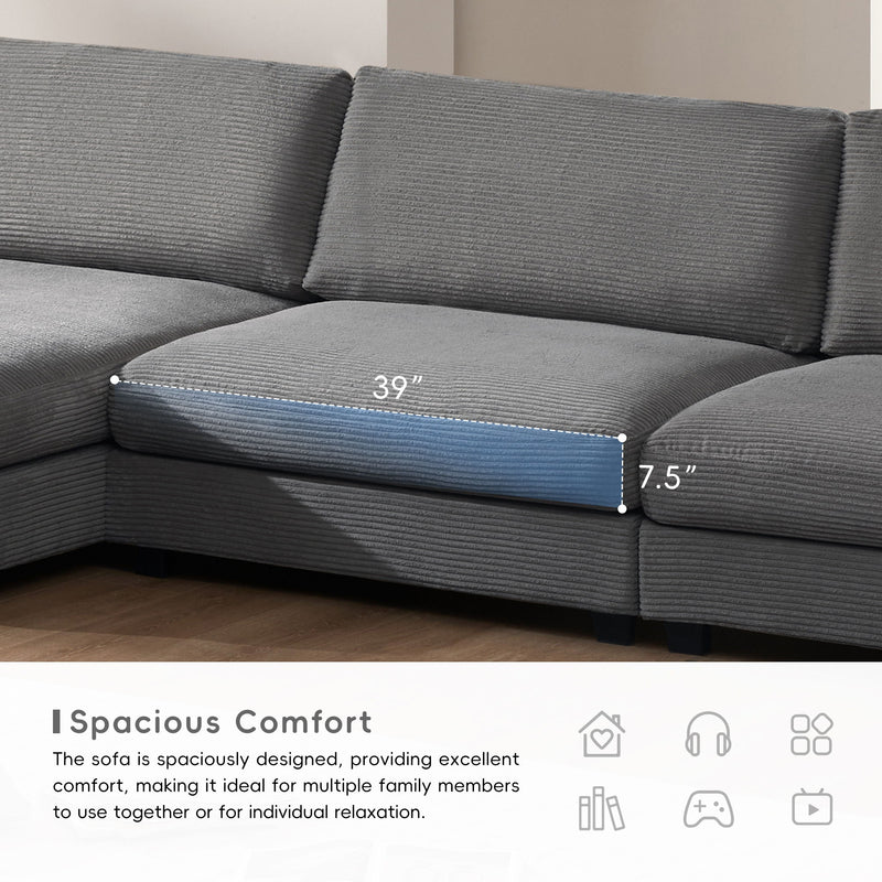 Oversized Sectional L Shaped Cloud Couch With USB Charging Port Cup Holder Deep And Wide Seat Sofa With Chaise Comfy
