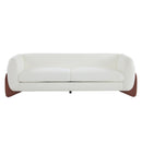 Contemporary Boucle Sherpa Sofa With Birch Wood Legs